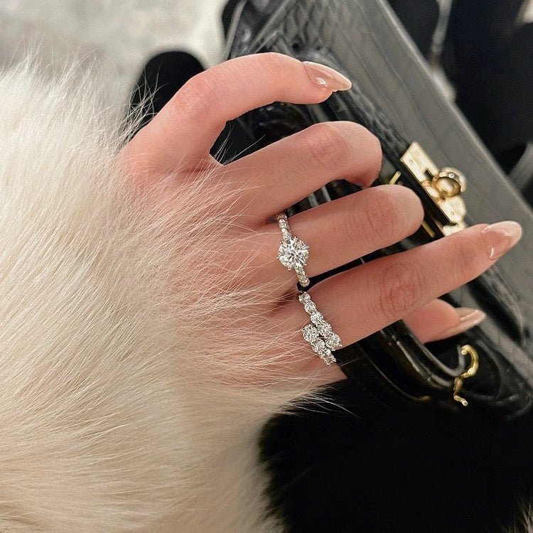 Asymmetrical Cluster Moissanite Ring