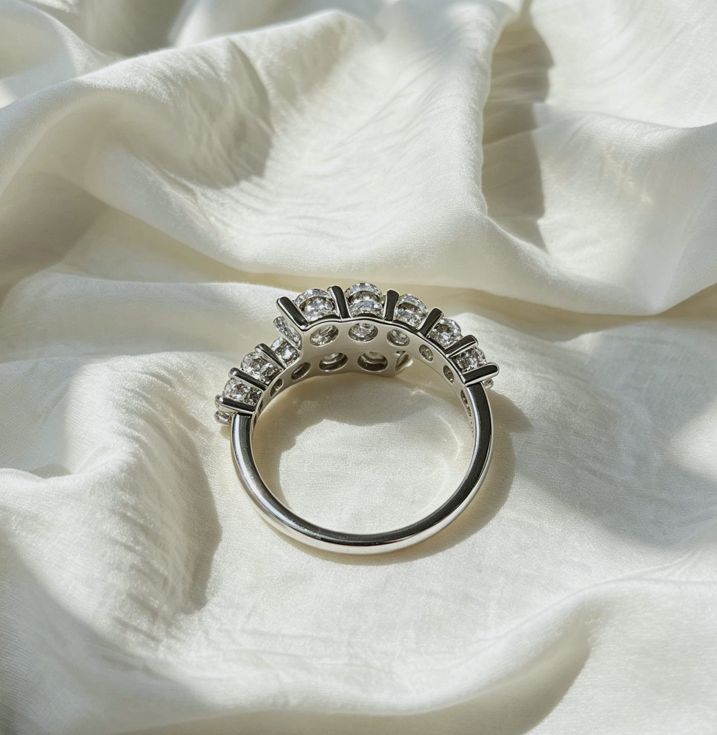 Asymmetrical Cluster Moissanite Ring